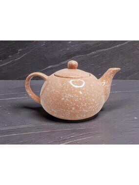 Vintage Peach Speckled Glaze Porcelain Tea Pot